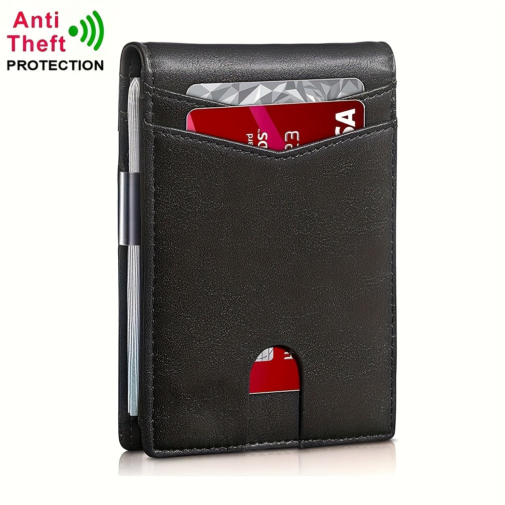 Multifunctional Ultra-Thin Microfiber RFID Blocking Bifold Wallet ID Credit Card Holder for Men, Minimalist Front Pocket Design, Large Capacity Money Clip, with ID Window, 12 Card Slots, Pocket Purse, Easily Removable Money And Cards, Gift for Men