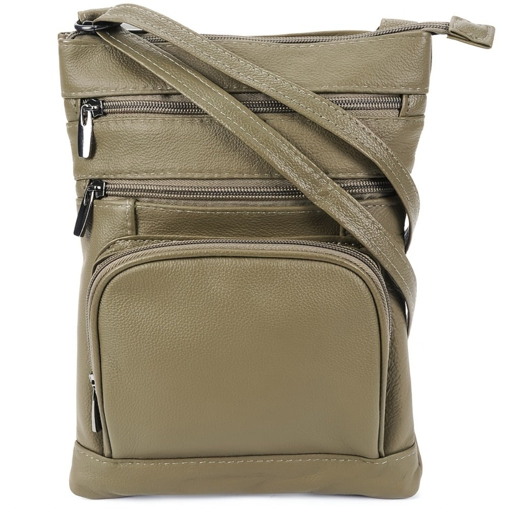 Genuine Leather Shoulder Bag, Adjustable Shoulder Strap Messenger Bag, Fashionable Handheld Design, Multifunctional Smartphone Storage Bag
