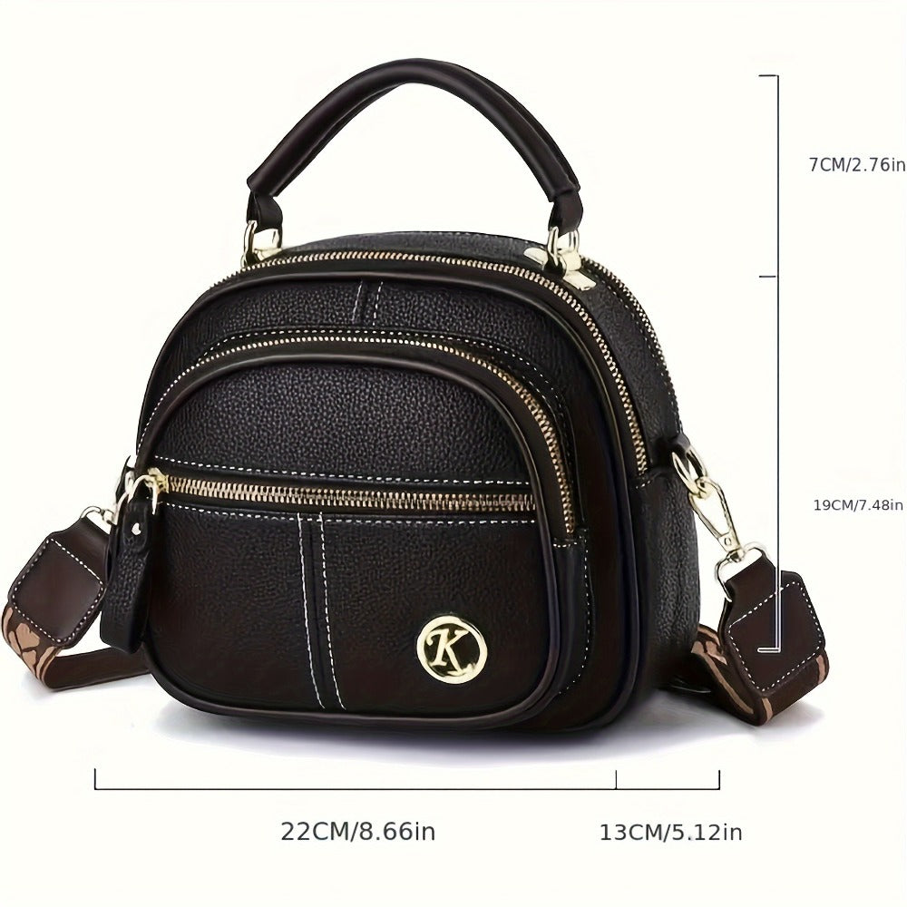 Women's Handbag with Wrist Strap & Painted Edges - Compact Zipper Closure Crossbody/Shoulder Bag Suitable for Daily Commuting, Shopping, Gift,, Polyester Lining, Hand Washable, Suitable for Commuting,, Accessories