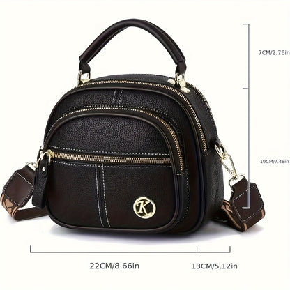 Women's Handbag with Wrist Strap & Painted Edges - Compact Zipper Closure Crossbody/Shoulder Bag Suitable for Daily Commuting, Shopping, Gift,, Polyester Lining, Hand Washable, Suitable for Commuting,, Accessories