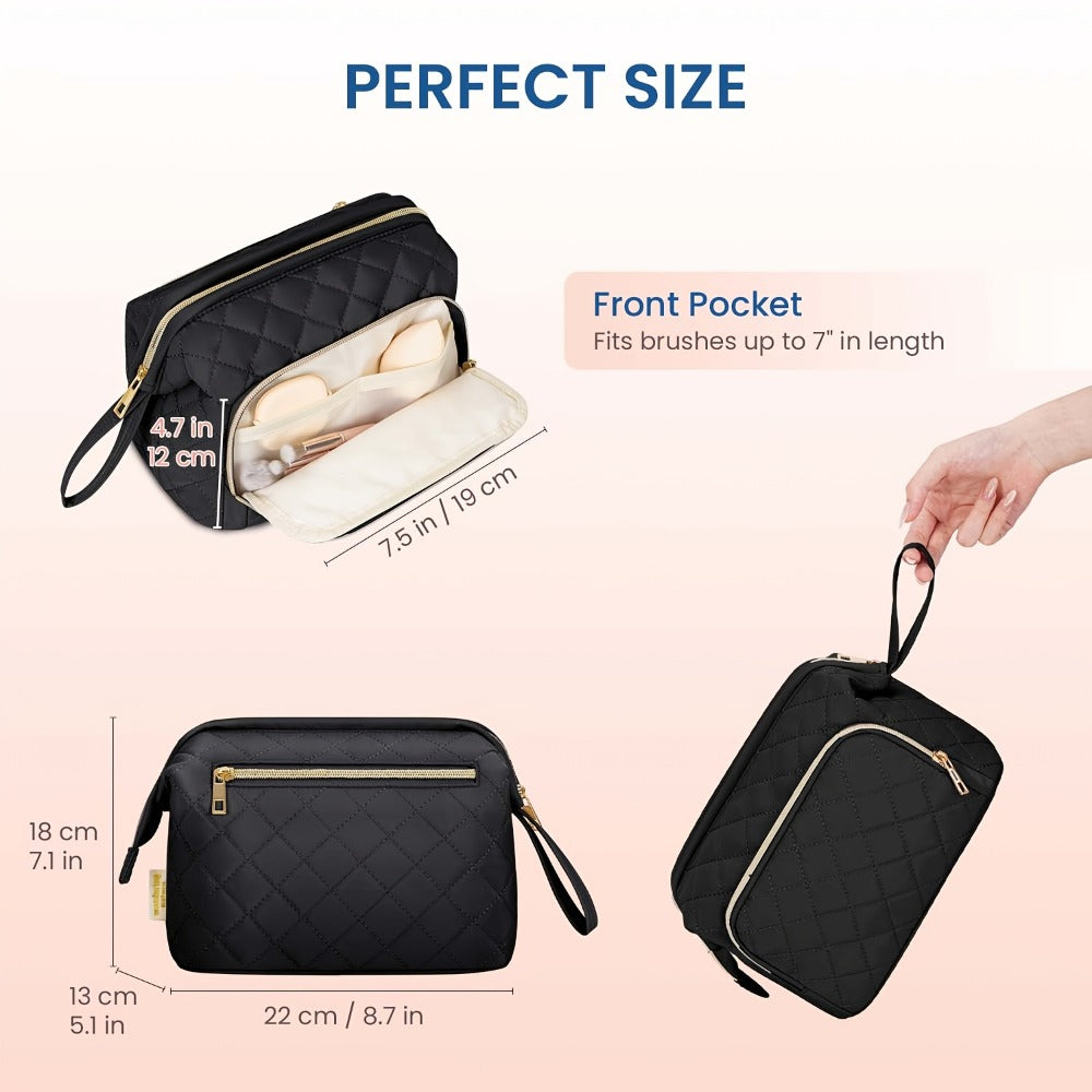 Spacious Women'S Travel Makeup Organizer, Versatile Cosmetic Bag for Brushes, Toiletries, And Additional Items. Ideal Full-Size Container for Travel, Perfect As a Gift for Women