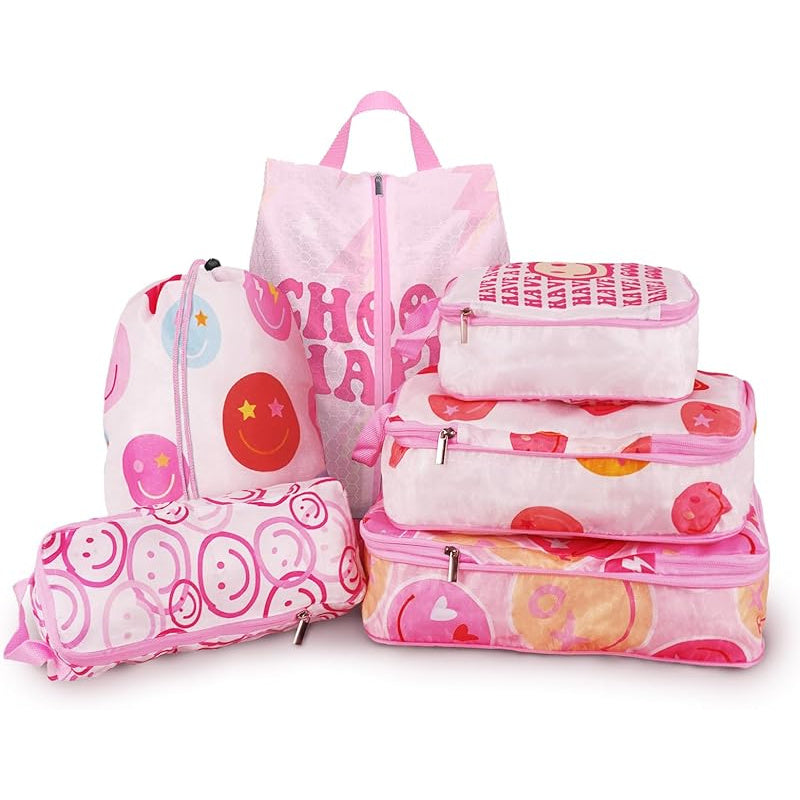 6pcs Compression Packing Cubes for Travel Suitcases, Waterproof Luggage Organizer Bags Set, Washable Packaging Cubes for Women Backpack Travel Perfect for Carry-Ons and Storage