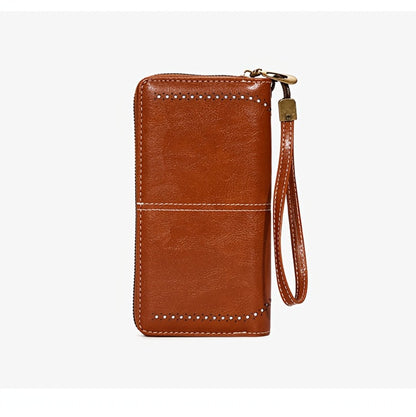 Anti-theft Ladies Wallet - Sunflower Pattern, 12 Card, Mobile Phone Bag, ID Card Window And Zipper Wristband, Fashionable Retro Synthetic Leather Long Wallet, Zipper Closure, Perfect for Daily Use, Daily Wallet | Modern Wallet | Durable Zipper Wallet