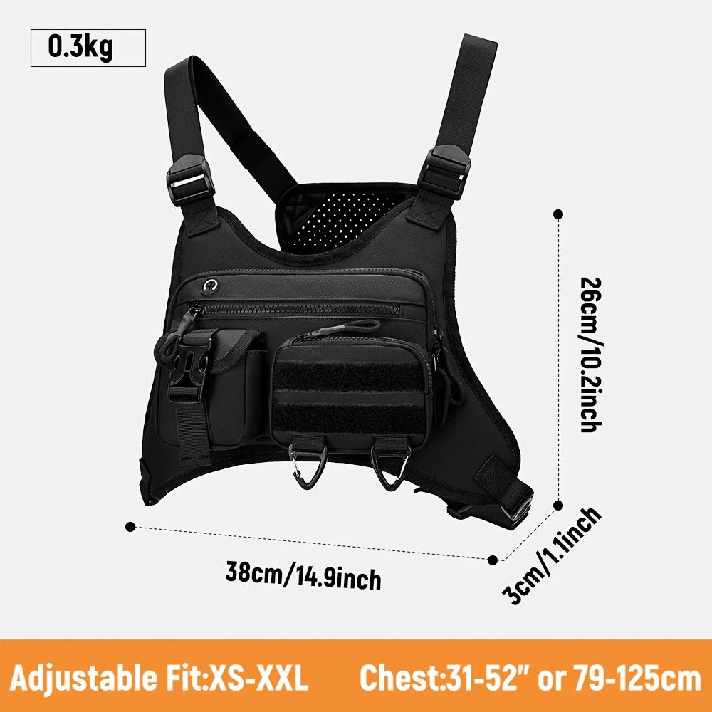 A Men's Multi Style Sports Chest Bag with Hollowed Out Design Tactical Backpack, Suitable for Multiple Scenarios