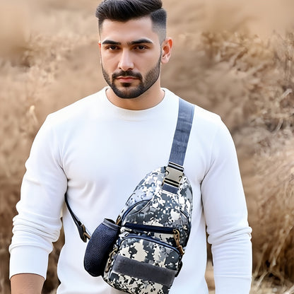 2026 Spring/Summer New Arrival - Outdoor Tactical Camouflage Shoulder Bag, Oxford Cloth Crossbody Bag, with Charging Port, Multi-Compartment Waist Pack, Sturdy And Durable, New Product Promotion, Suitable for Everyday Leisure And Outdoor Adventures