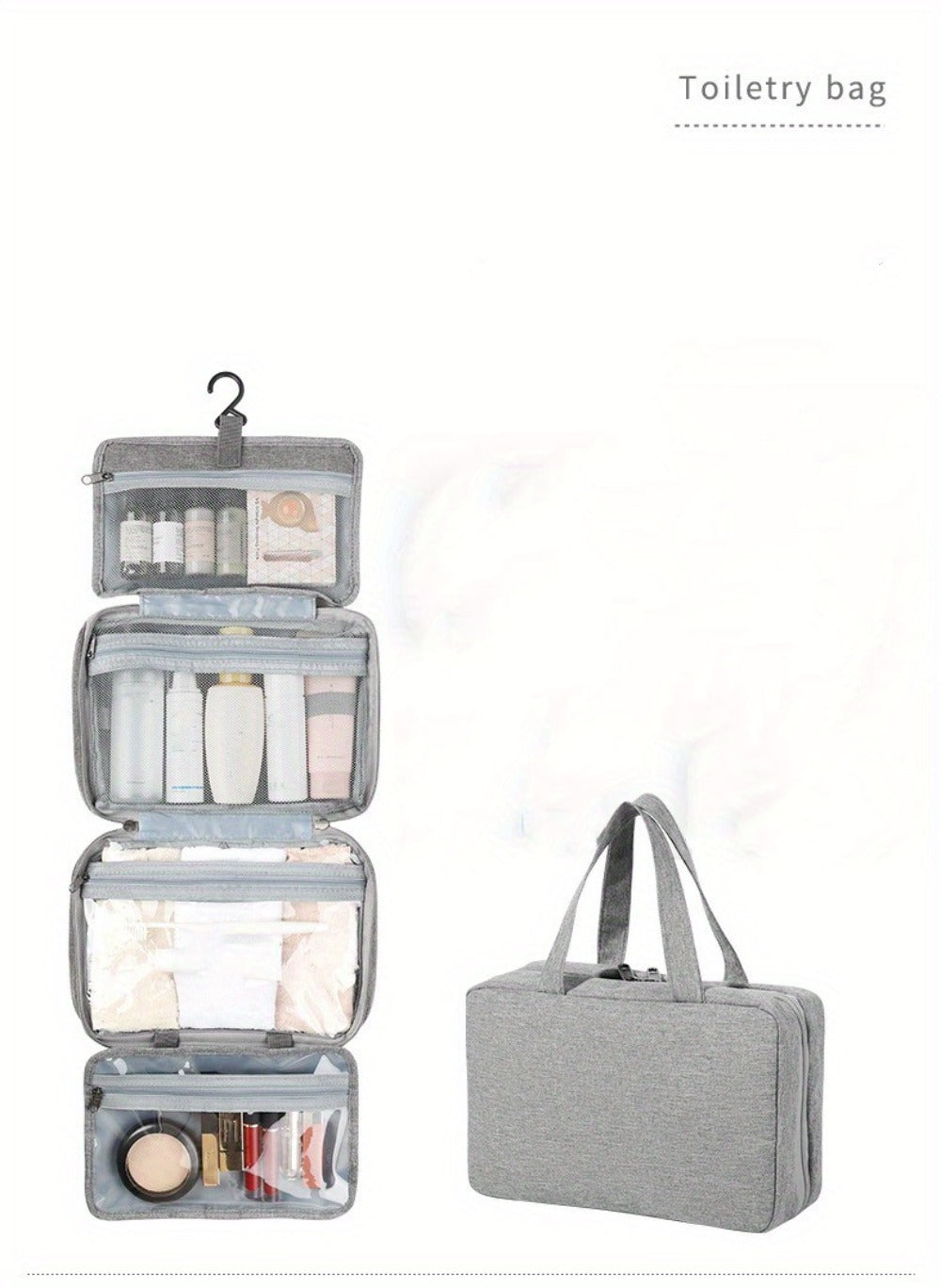1pc Waterproof Folding Toiletry Bag, Multi-Functional Dry And Wet Separation Cosmetic Bag, Travel Storage Bag