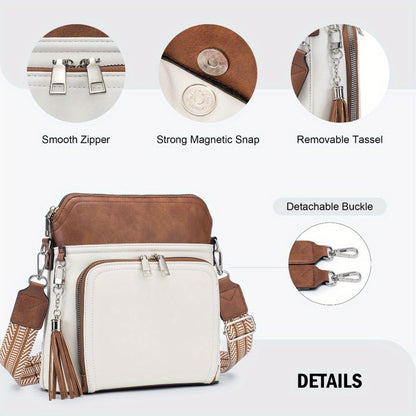 Soft Faux Leather Crossbody Bag for Women, Boho Chic Messenger Purse with Decorative Tassel, Shoulder Bag for Travel, Shopping And Weekend Adventures