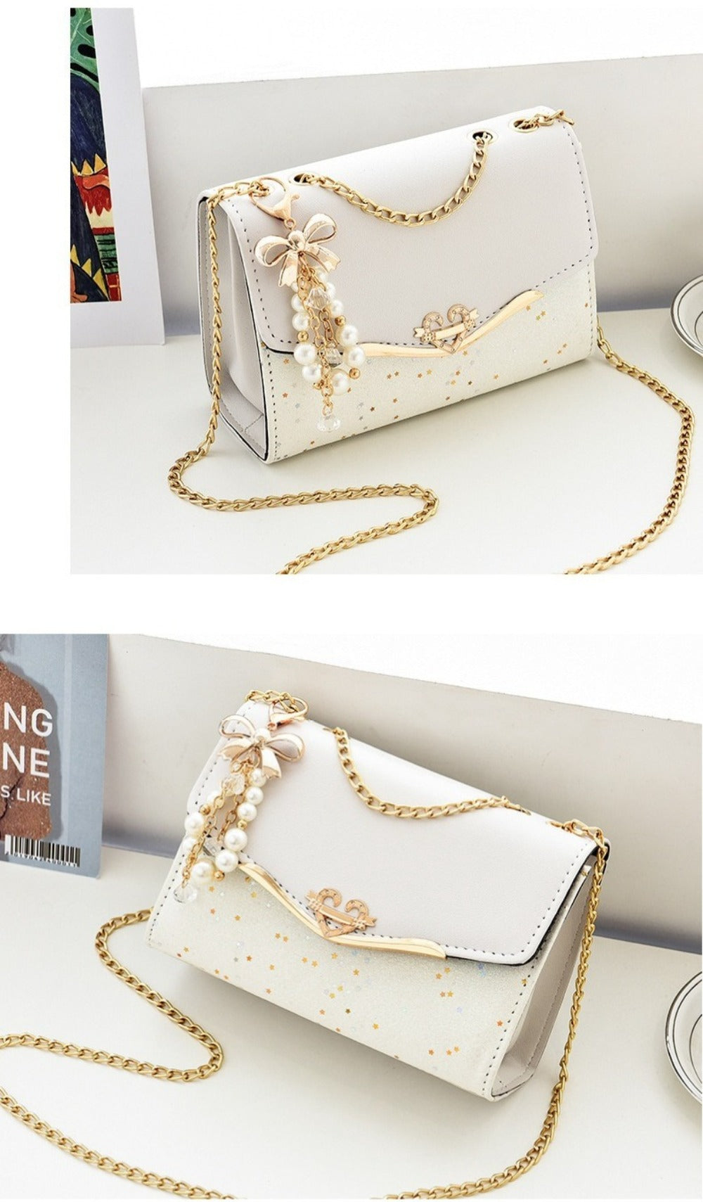 Korean Style Instagram Chain Bag | Sequin Shoulder Crossbody Purse, Luxury Fashionable Handbag, Versatile Trendy Tote, Lining, Magnet Closure