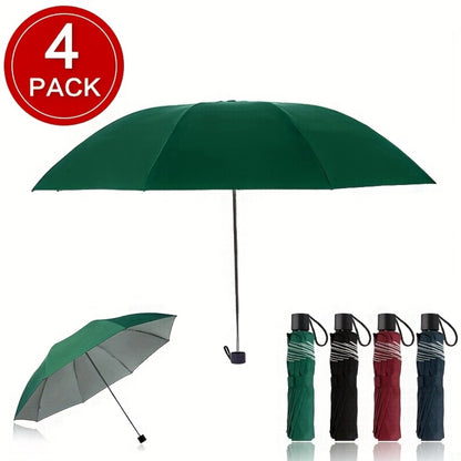 4pcs Folding Umbrella, Umbrella Windproof Travel Umbrellas for Rain, Durable & Compact Umbrella, Portable Umbrella for Travel, Casual Durable Lightweight Portable Business Style Umbrella for Men & Women