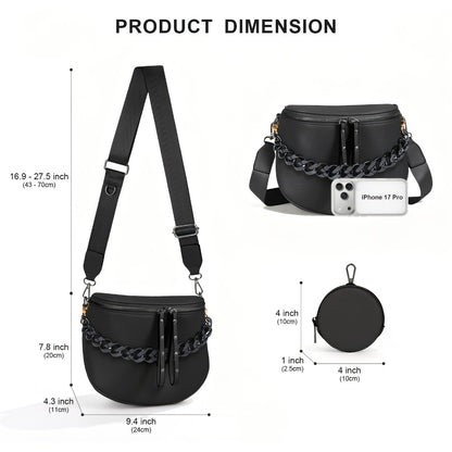 2pcs, 1 Women'S Crossbody Bag With 1 Chain, Multifunctional Women'S Crossbody Bag With Adjustable And Detachable Shoulder Strap - Fashion Wallet, Suitable For Shopping, Travel, Hiking, And Daily Wear, Travel Bag, Suitable For Mother'S Day Gift