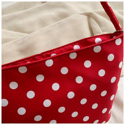 Chic Snap Closure Shoulder Handbag - Versatile Polka Dot Purse for Women, Dress Up Or Down for Casual/ Formal Outfits, Trendy Nylon Handbag