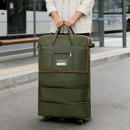 Three-Layer Foldable Luggage Bag, 29.06gal Large-Capacity Travel Bag with 6 Universal Wheels. Sturdy, Wear-Resistant And Super Large Capacity. A Must-Have for Travel, Moving And Studying Abroad