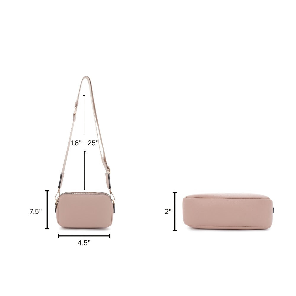 Women's Vegan Leather Handbag - Lightweight Small Crossbody Purse with Adjustable Wide Strap, Zipper Closure & /Korean Style - Casual Everyday in ( Leather) | Ethical Fashion for, Outings & Special Events