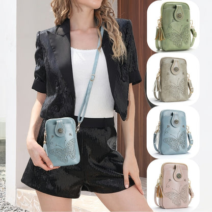 Small Crossbody Bags For Women | Lightweight Mini Cute Cell Phone Purse With Tassel Shining Butterfly, Zipper Closure, Lining, Animal Print For Mom Gift Essential