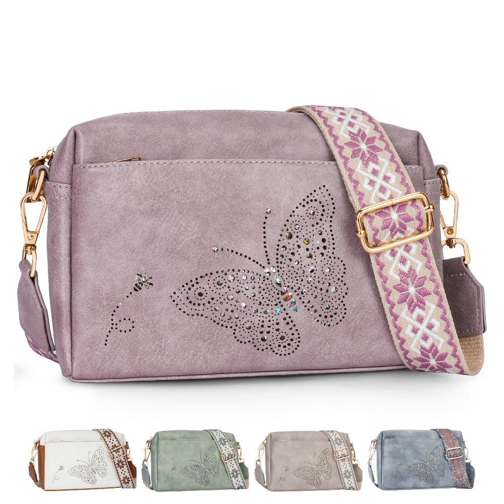 Women'S Small Crossbody Bags - Vegan Faux Leather Butterfly Shoulder Handbags With Wide Strap, Lightweight And Stylish Purses For Everyday Use Faux Leather Tote For Mom Gift Durable