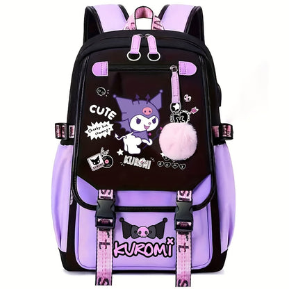 Sanrio Kuromi Backpack Cartoon Laptop Backpack Cute Large Travel Bag Casual Backpacks