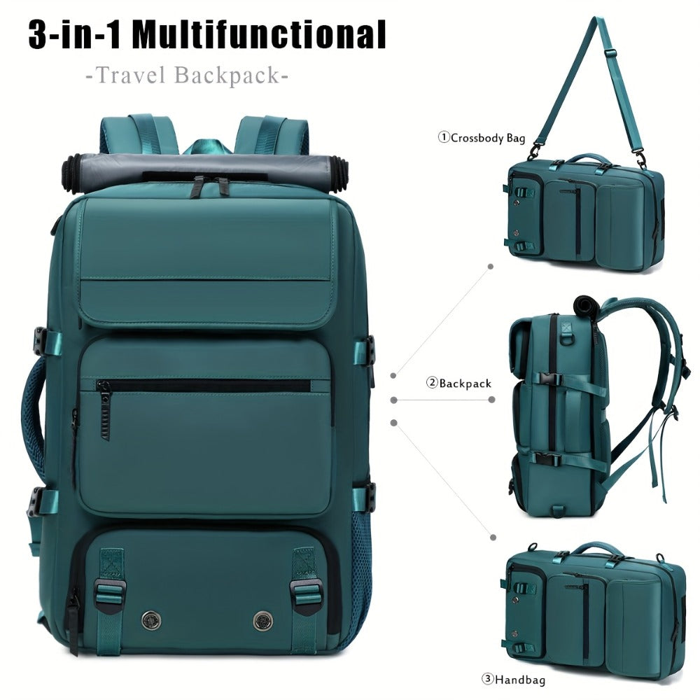 Men'S Spacious Travel Laptop Backpack, Suitable for Airline Travel, Designed for 17-Inch Laptops, Made from Durable Nylon, Features a Shoe Compartment, Adjustable Straps, And Various Utility Pockets, Perfect for Hiking And Camping