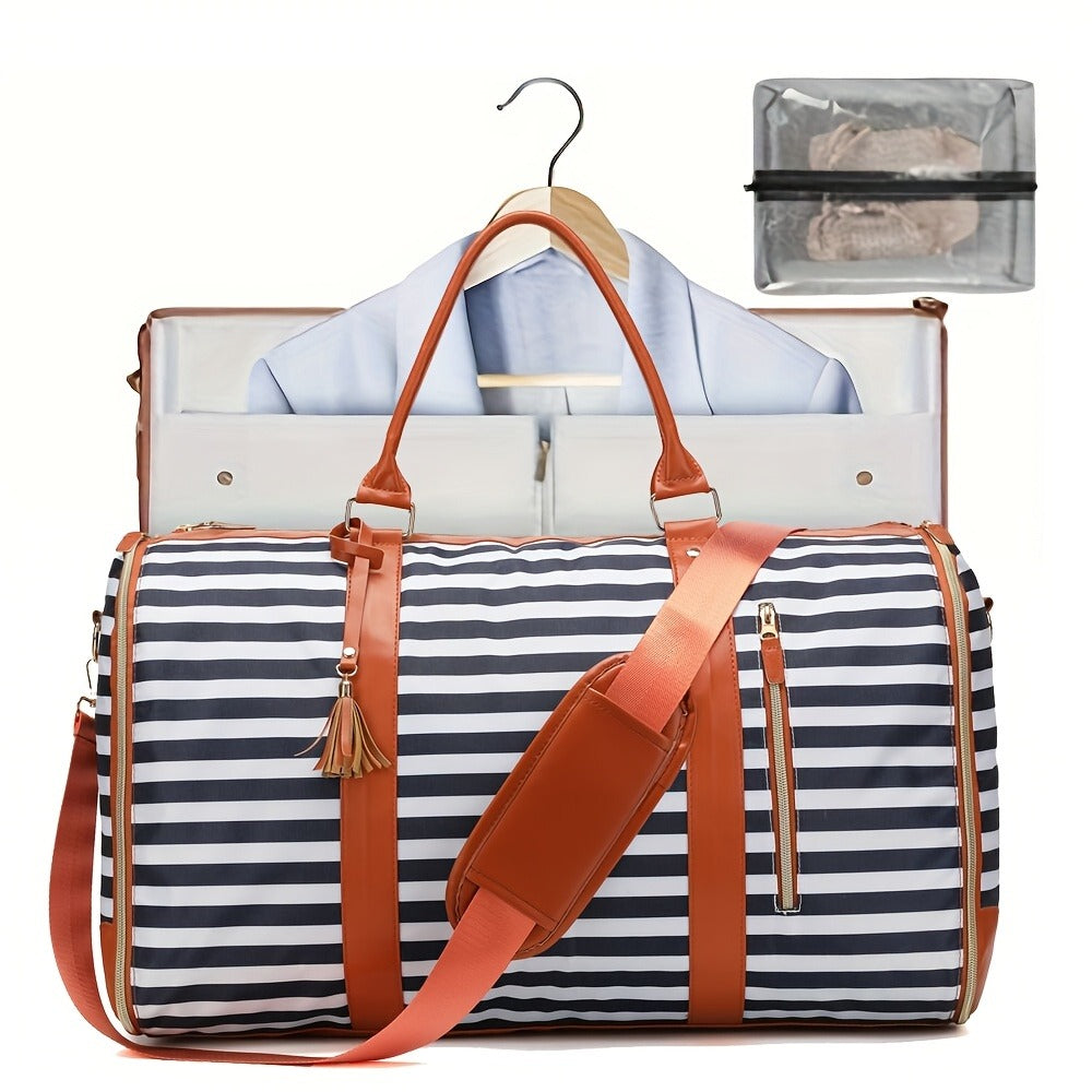 Convertible Garment Bag with Shoulder Strap, 4-In-1 Nylon Suit Travel Bag, Foldable Storage for Business Trips