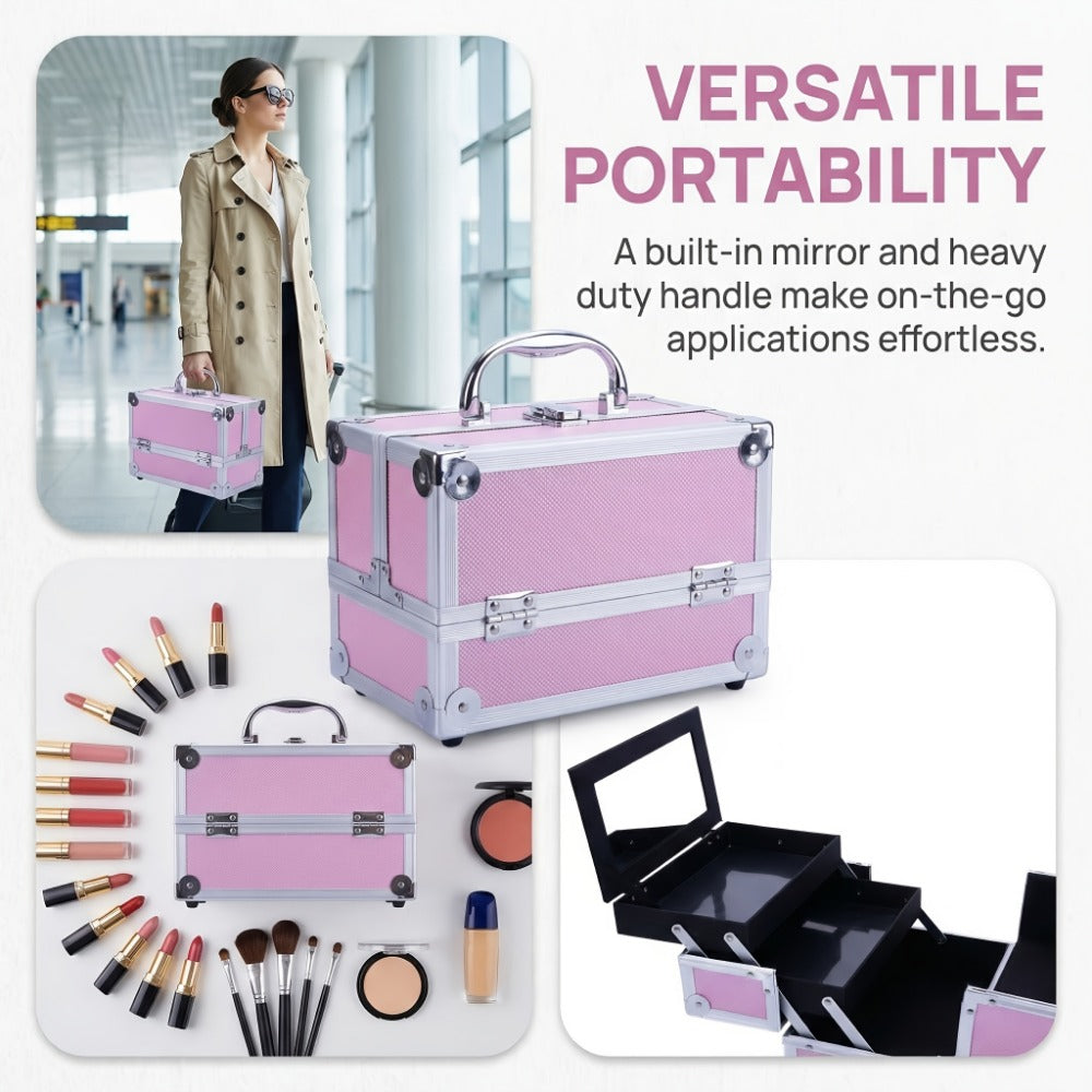 Travel Makeup Bag – Aluminum Makeup Train Case Mirror | Bag Vero – detail view 12