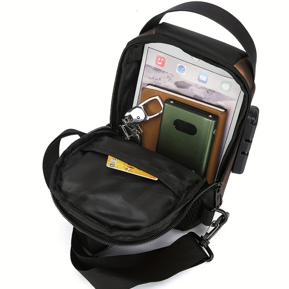 Anti-Theft Backpack, High-Capacity Adjustable Crossbody Backpack | Men'S, Anti-Theft Password Lock, Durable Fabric, Multi-Compartment Design, Secure Zipper Closure, Secure Travel Bag, It'S an Excellent Gift for Your Family And Friends