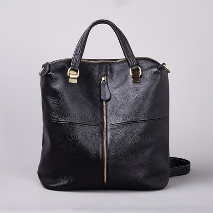 Women' Genuine Leather Backpack - Soft Genuine Leather Suitable for, & Travel, Black Rucksack with Zipper Closure, Laptop Compartment &, Hand Washable Daypack for College, Office, Everyday Use
