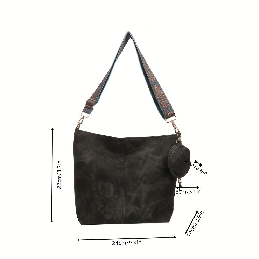 [Elegant Tote] 2pcs Tote Bag | Large Capacity | Retro Texture, Oily Wax Texture, Smooth Texture | Detachable Wallet | Shoulder Bag for Women | Best Birthday Gifts, Christmas And Valentine's Day Gifts | Bohemian