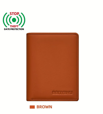 Genuine Leather Three-Fold Wallet for Men, 13 Card Slots with Anti-Theft Feature