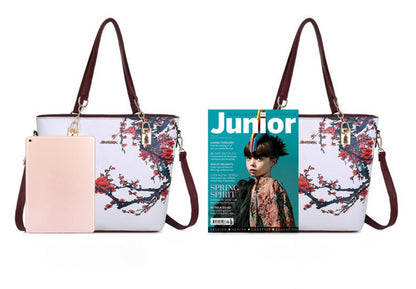 6pcs Women's Bag Set - Vintage Chinese Style Flower 6pcs Tote Bag Wallet Card Bag Crossbody Bag Shoulder Bag