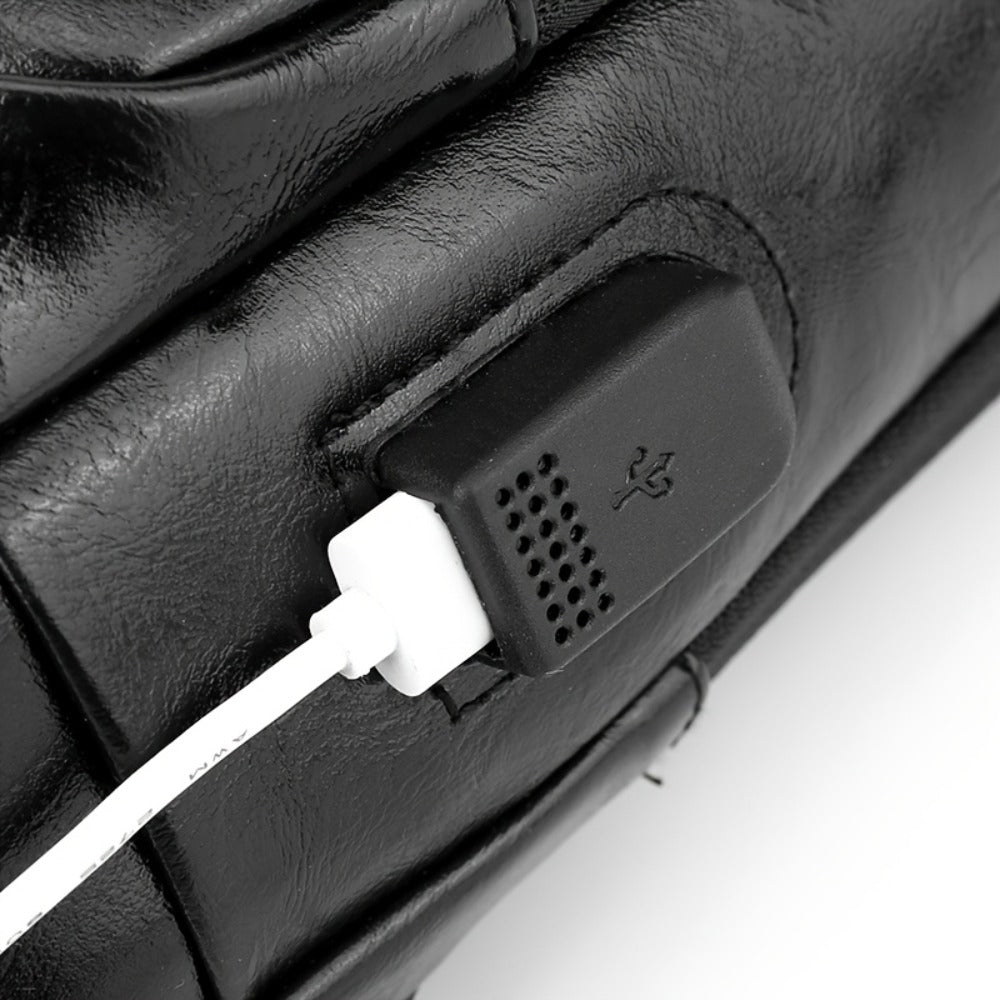 PU material high-quality chest bag with large capacity, password lock, USB charging interface, High Quality and scratch resistant, motorcycle charter bag, leisure multi pocket waist bag, backpack, shoulder bag