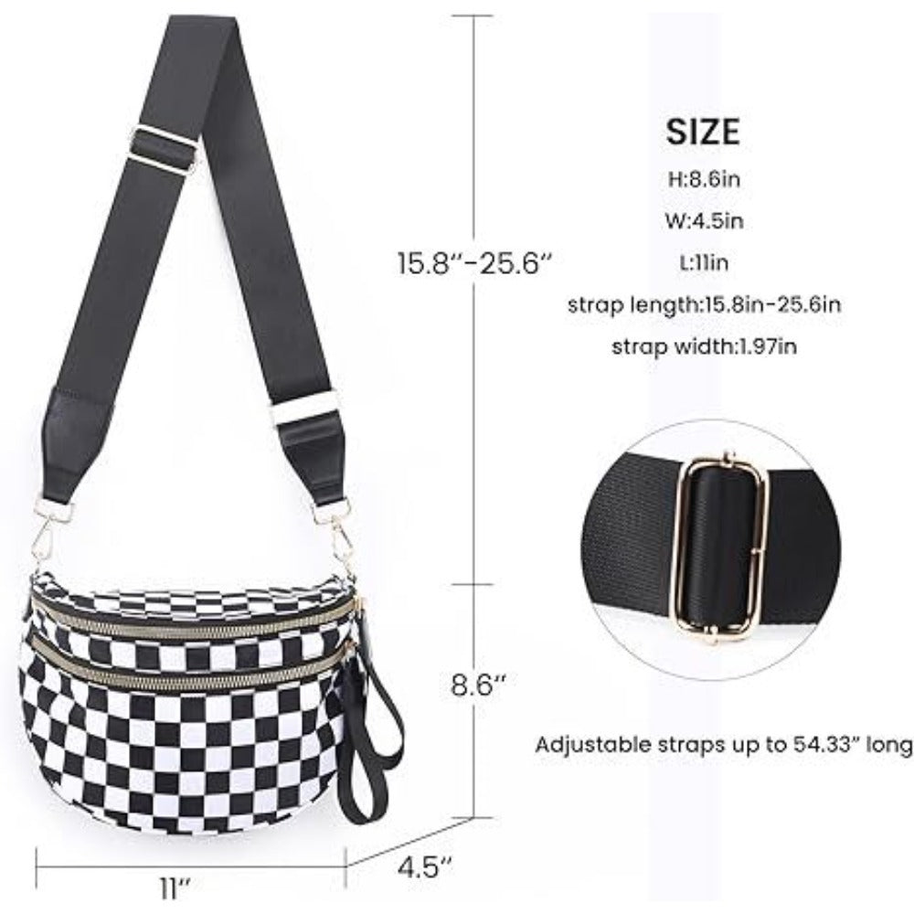 Crossbody Bag for Women – Large Capacity, Plaid Large Capacity Drawstring Closure | Bag Vero – detail view 13