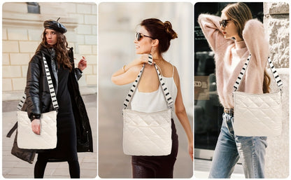 Lychii Quilted Crossbody Bag, Puffer Shoulder Bag, Tote Bag with Zipper, Fashion Quilted Ladies Handbag