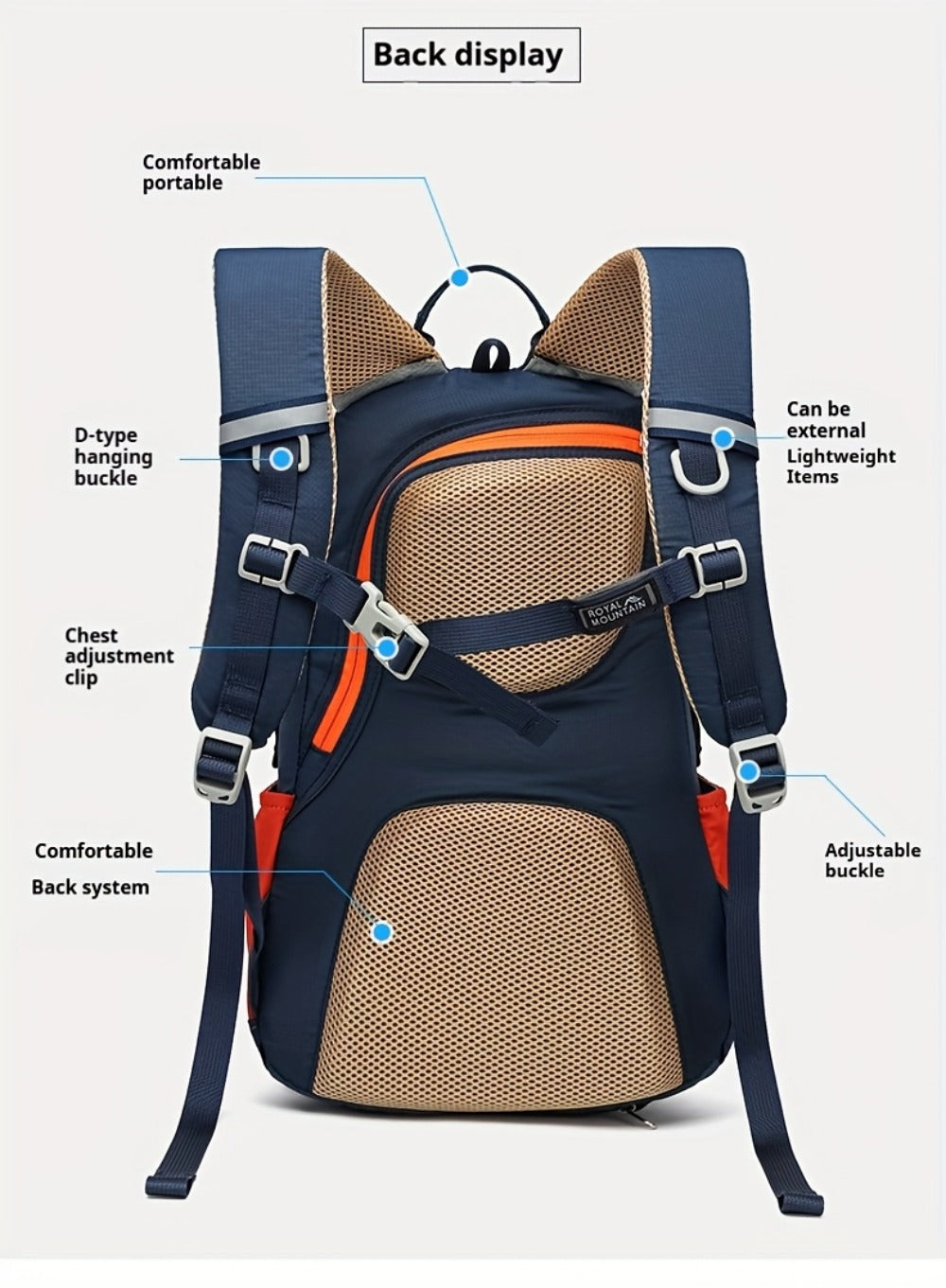 Men Women Hiking Backpack, Outdoor Camping Rucksack, 5.28gal Daypack with Rain Cover, Lightweight Travel Bag Durable for Weekend Getaway, Casual Daypack for Cycling Camping Running