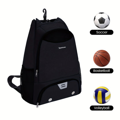 Basketball Backpack Gym Bag Sports Drawstring Bag Lightweight Ventilated Bag Swimming Backpack Beach Backpack for Women Men Backpack for Soccer & Volleyball Football Includes Shoe & Ball & Laptop Compartment