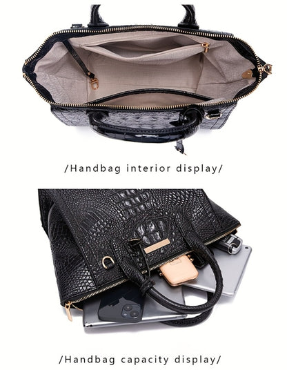 [Crocodile Patterned Handbag] Fashionable And Colorful Crocodile Patterned Handbag, A Visual Feast Of Multi-Color Gradient Fusion, Craftsmanship Texture, And Exquisite Metal Accessories Embellishment. Large Capacity Design Meets Diverse Needs