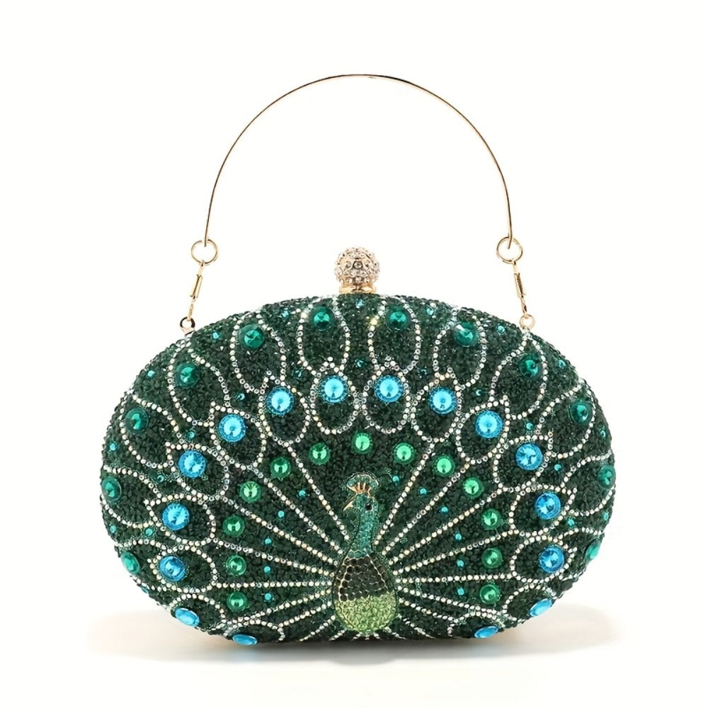 Rhinestone Evening Wedding Formal Handbag for Women - Round Clasp Clutch Purse - Rhinestone Bag
