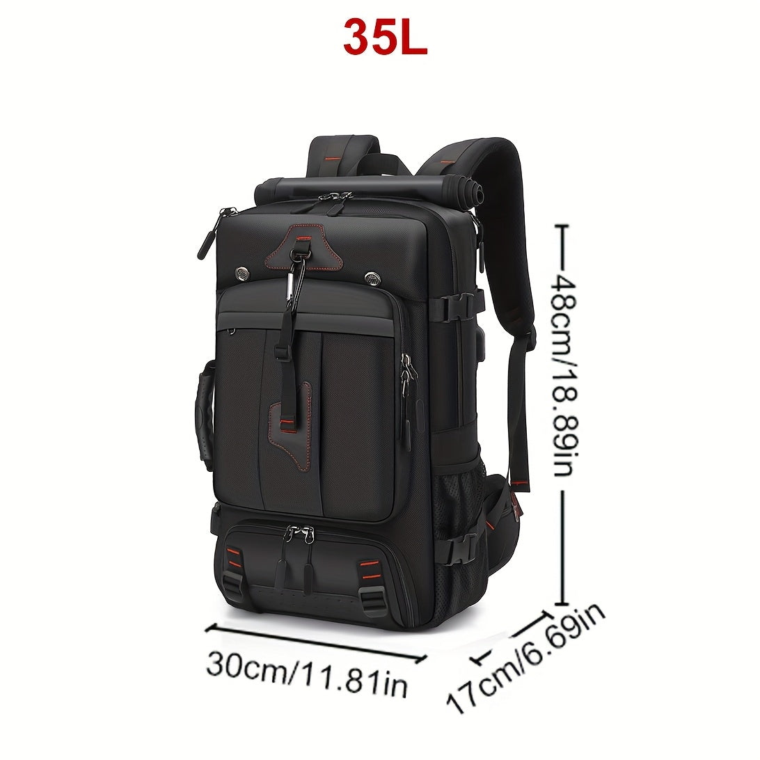 Travel Backpack, Portable Backpack, Large Capacity Duffel Bag Men's Outdoor Expandable Convertible Boarding Duffel Backpack, Black 21.13gal Hiking Bag, Fit 17 Inch Laptop, Suitable for Outdoor Travel Work Business