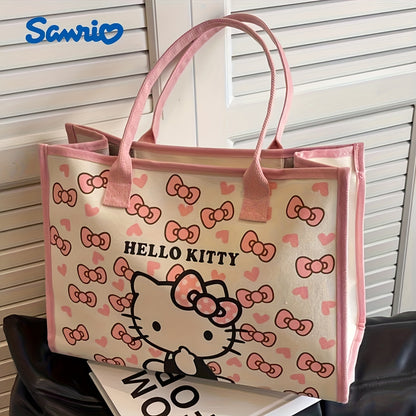 Sanrio Cute Hello Kitty Tote Bag. A Lovely Hello Kitty Shoulder Bag with A Large Capacity, Suitable for Trips. It Makes An Ideal Birthday Gift Or A Delightful Surprise for Festivals.