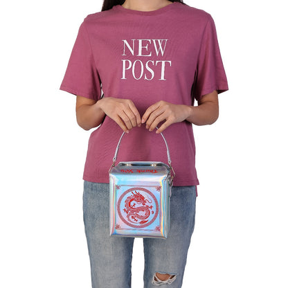 Messenger Loong Shoulder Purse, Chinese Takeout Crossbody Bag for Women, Novelty Dragon Pattern Fun Handbag