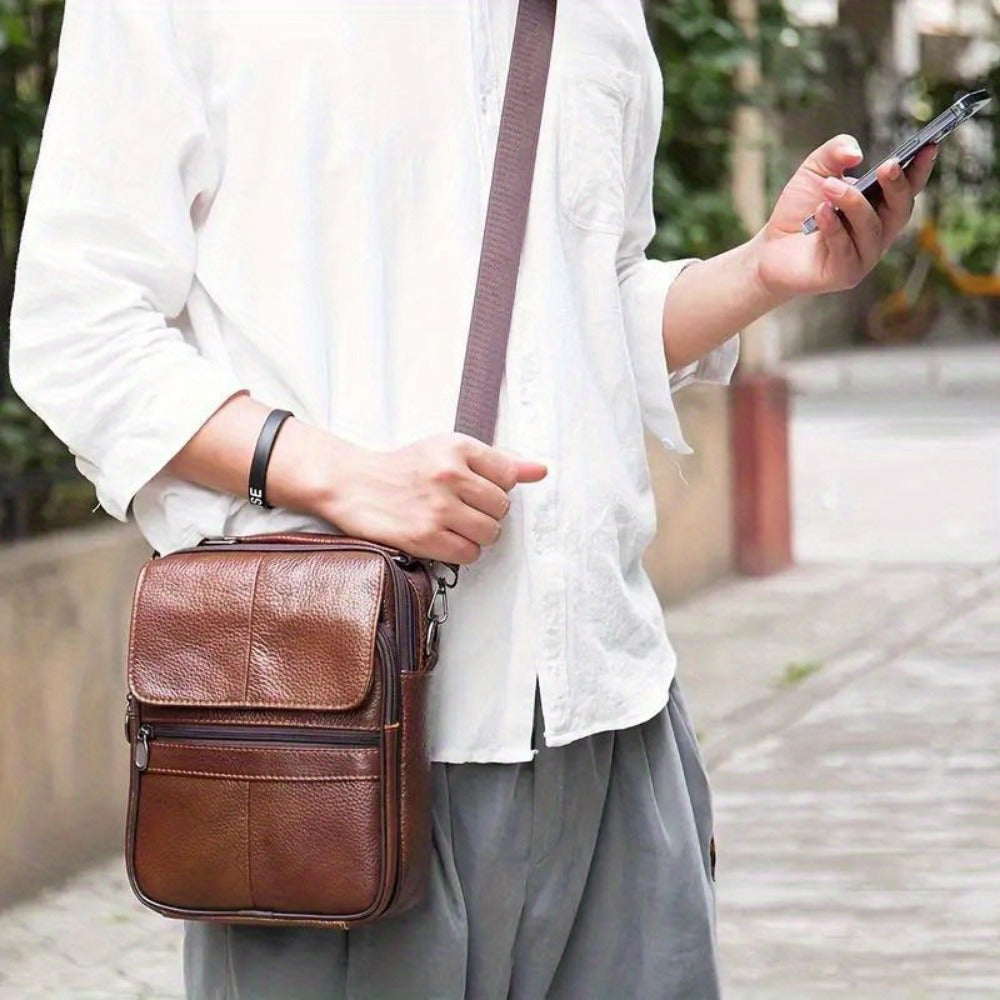 Men's Crossbody Bag – Genuine Leather, Large Capacity, for Travel & Work | Bag Vero – detail view 11