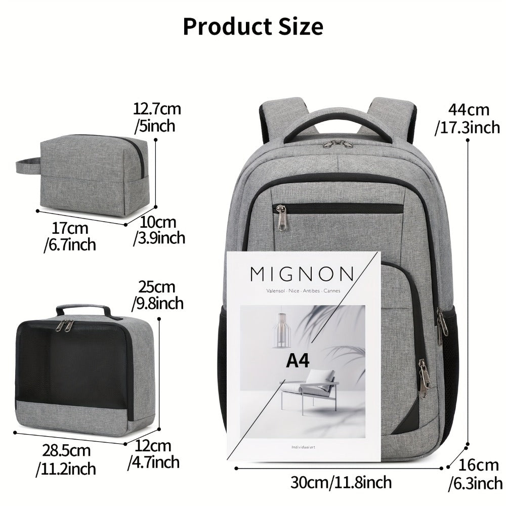 Unisex Backpack, Teen School Bag, 15.6-Inch Laptop Backpack, Business, College, Travel, And Daily Commute 3pcs Set