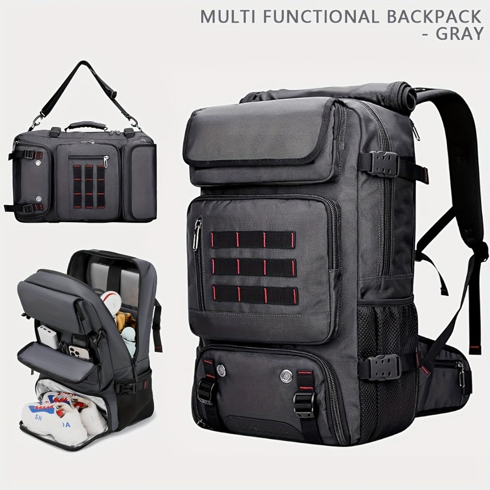 A Large Capacity Hiking Backpack, Suitable for Outdoor Camping, Mountain Climbing, And Long-Distance Travel. It Features Multiple Functions As a Handheld, Dual-Shoulder, Or Crossbody Sports Bag, Is Sturdy And Durable with a Shoe Pocket