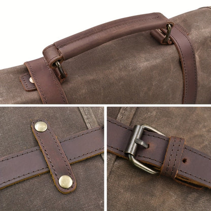 Mens Messenger Bag 15.6 Inch High Quality Vintage Genuine Leather Waxed Canvas Briefcase Large Leather Computer Laptop Bag Rugged Satchel Shoulder Bag