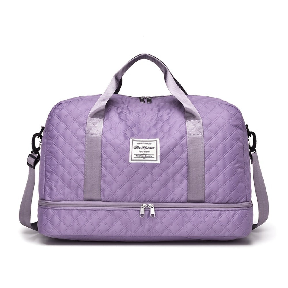 Lightweight Argyle Pattern Travel Bag, Large Capacity Luggage, Portable Overnight Bag