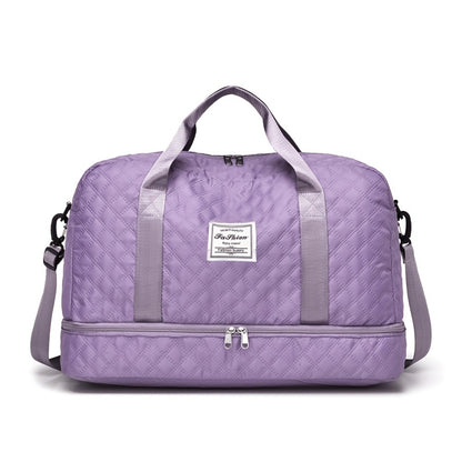 Lightweight Argyle Pattern Travel Bag, Large Capacity Luggage, Portable Overnight Bag