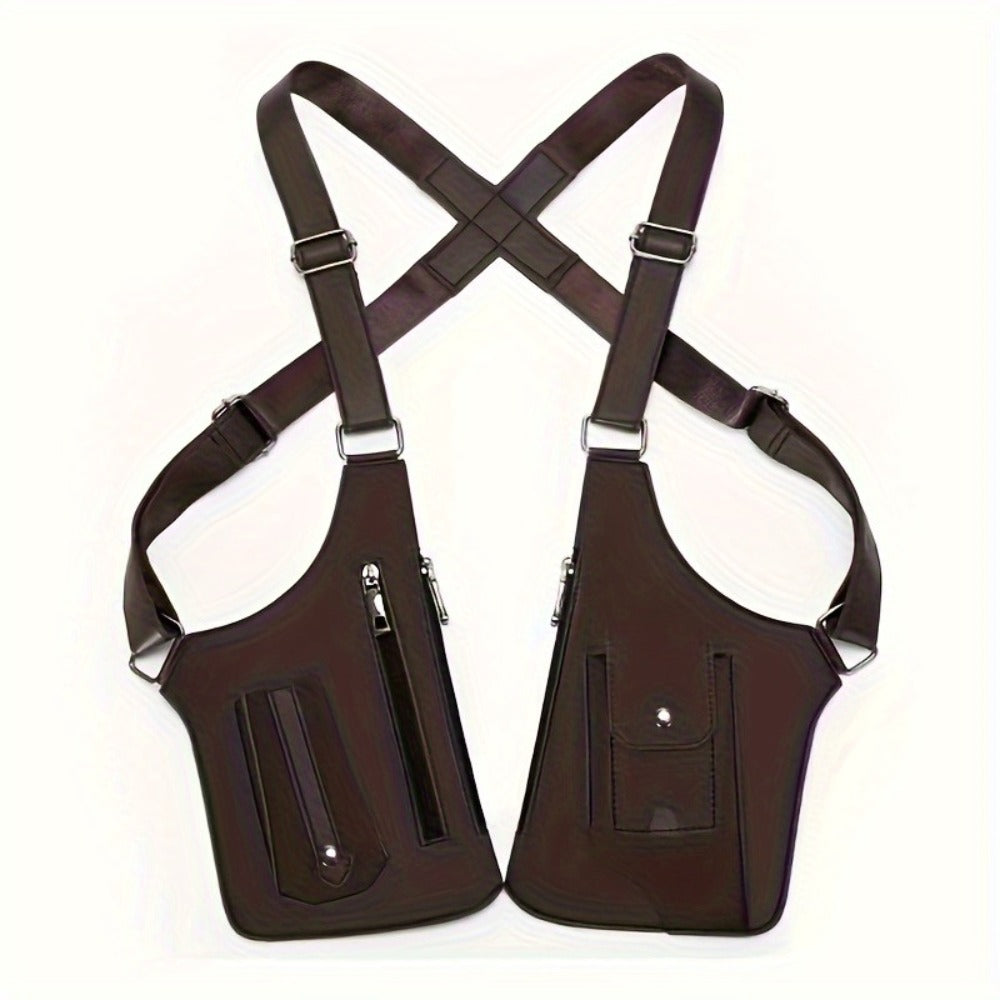 Men'S Retro Shoulder Strap Underarm Shoulder Bag, Multi-Functional Lightweight Backpack, Outdoor Mobile Phone Bag, Outdoor Vest Bag, Multi-Functional Vest Bag, Black Vest Bag, Brown Vest Bag