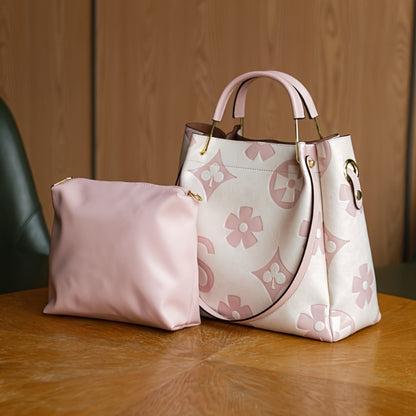 Elegant Flower Embossed Handbag, Fashionable Satchel Bag for Work, Classic All-Match Bag