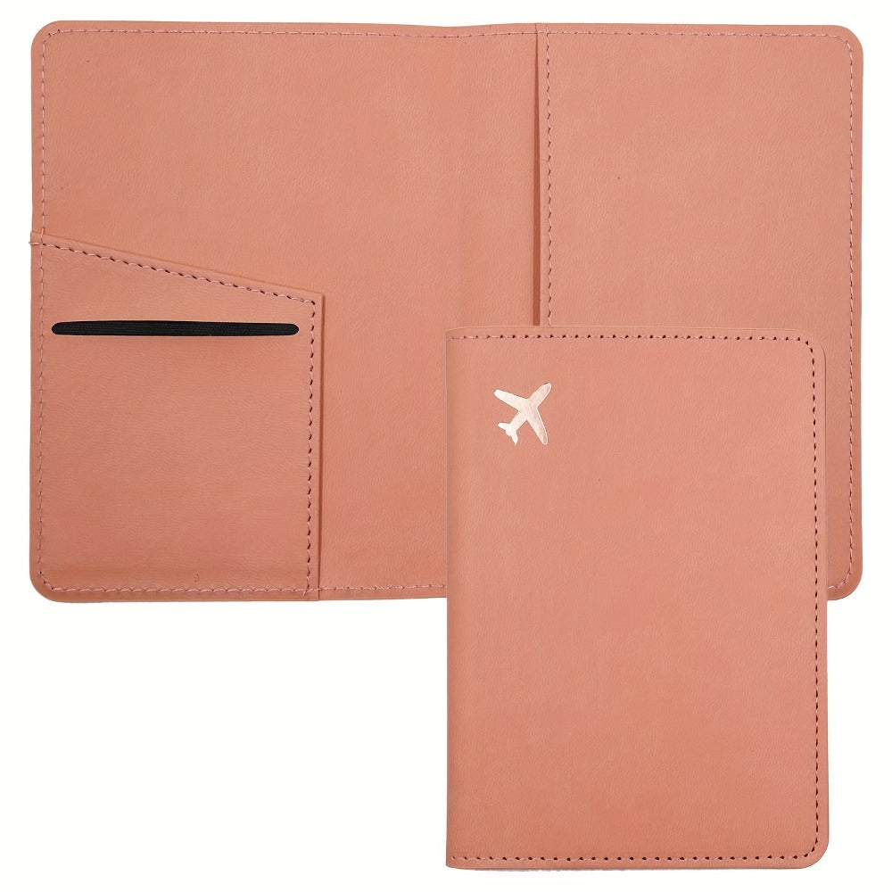 Passport and Vaccine Card Holder Set | Faux Leather Passport Cover with Card Slot, Unisex, Brown, Minimalist Style
