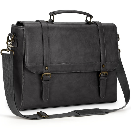 Messenger Bag for Men 15.6 inch Vintage Waterproof Laptop Briefcase Large Computer Laptop Bag Satchel Bag Retro Shoulder Bag for Office Business Travel College