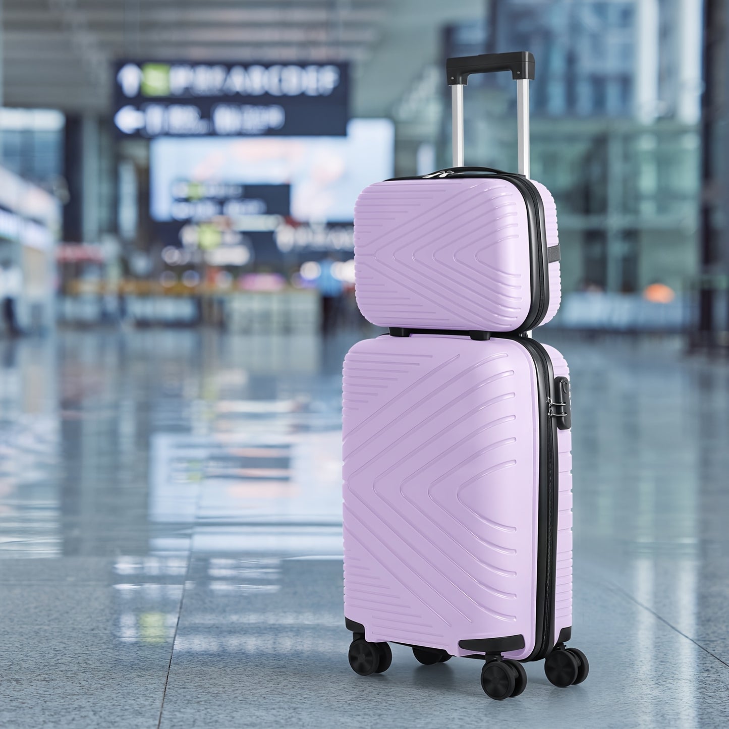 Rolling Luggage Suitcase Set Of 2 With Durable ABS Material, 20in Lightweight Boarding Box +14in Cosmetic Case, Checked Suitcase With Spinner Wheels & Aluminum Alloy Handle For Travel, Business Trips, School Season