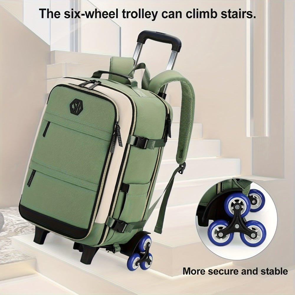 Backpack with Six Wheels, Designed for Business And Travel Commuting, Can Be Taken on Board, Features a Compartment for Laptops, Fits 17-Inch Laptops, Suitable for Adults